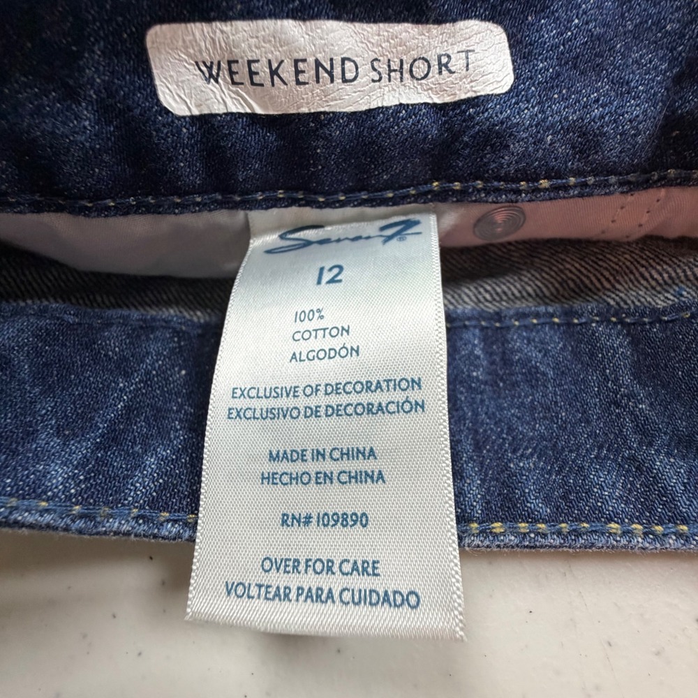 Seven7 Cotton Denim Shorts Womens Distressed Cutoff Weekend Short Blue 12 - Picture 3 of 8